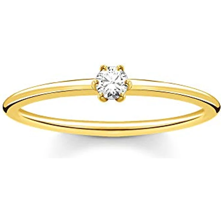 THOMAS SABO Damenring TR2312-414-14-52, vergoldetes Silber mit weißem Stein, 925 Sterling Silber – Bild 1