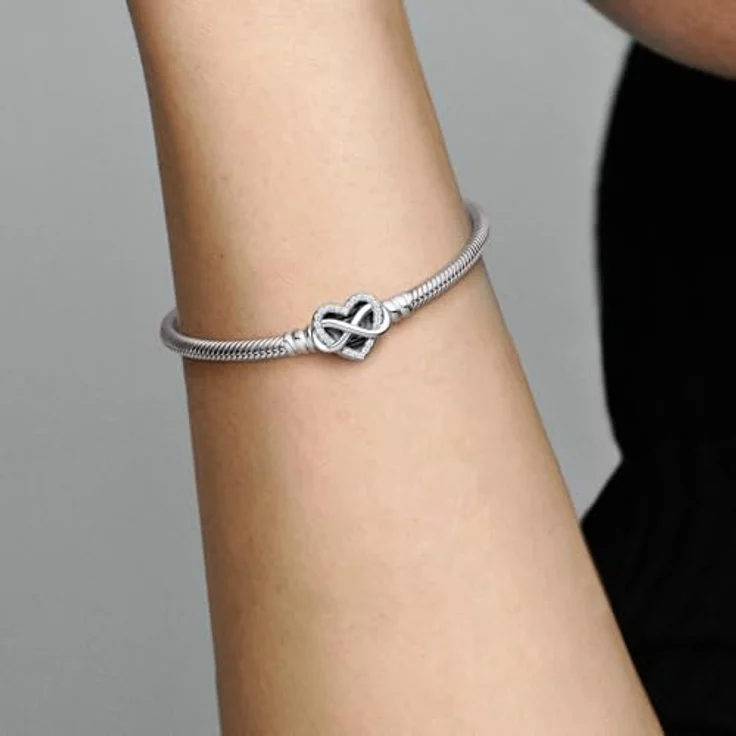 PANDORA Moments Armband, Sterling-Silber mit Funkelndem Unendlichkeits-Herzverschluss und Zirkonia Steinen, 18cm, kompatibel mit Moments Kollektion, 592645C01-18 – Bild 5