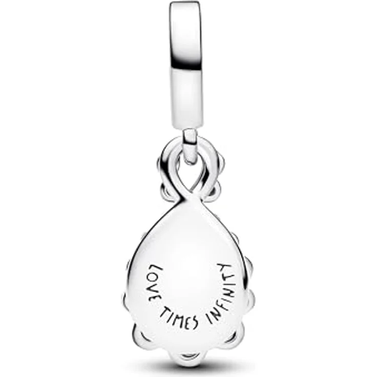 PANDORA Moments Schillernder Doppelter Unendlichkeits-Charm-Anhänger aus Sterling-Silber mit Zirkonia und Kunstharz, graviert „LOVE TIMES INFINITY“, kompatibel mit ME und Moments – Bild 2