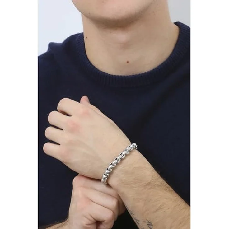 Armani Exchange AXG0045040 Herren-Armband, Silber Edelstahlarmband mit Karabinerverschluss, Maße L 24mm x B 15,5mm x H 6,2mm, in Geschenkbox – Bild 2