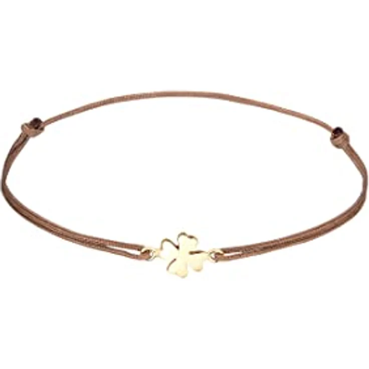 Elli Armband Damen Kleeblatt Anhänger Glück, 925 Sterling Silber vergoldet mit Nylon, anlaufgeschützt, handgefertigt – Bild 1