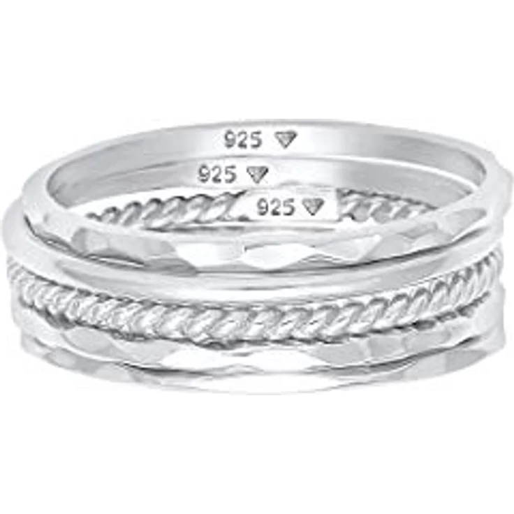 Elli Ring Damen Set Stacking Minimal Trend in 925 Sterling Silber - Anlaufgeschützt, Handgefertigt, Ideal als Geschenk – Bild 2