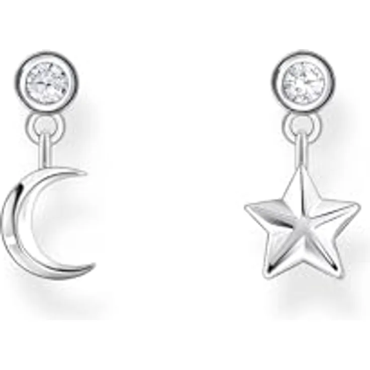 THOMAS SABO Paar Ohrstecker Mond & Stern, mit synthetischen Zirkonia, Mismatch-Stil