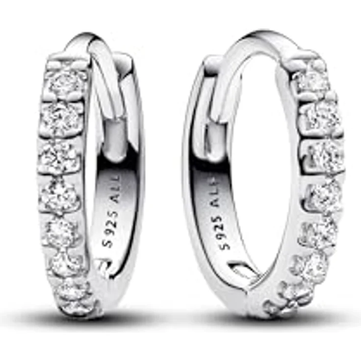 PANDORA Timeless Huggie Ohrringe, Sterling Silber mit Zirkonia - Funkelndes Design für Damen – Bild 1
