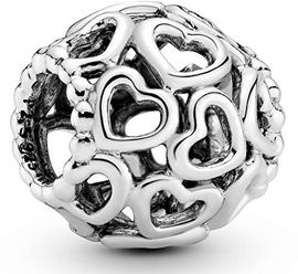 PANDORA All Over-Herzen Charm, Sterling-Silber mit offenen Herzmotiven