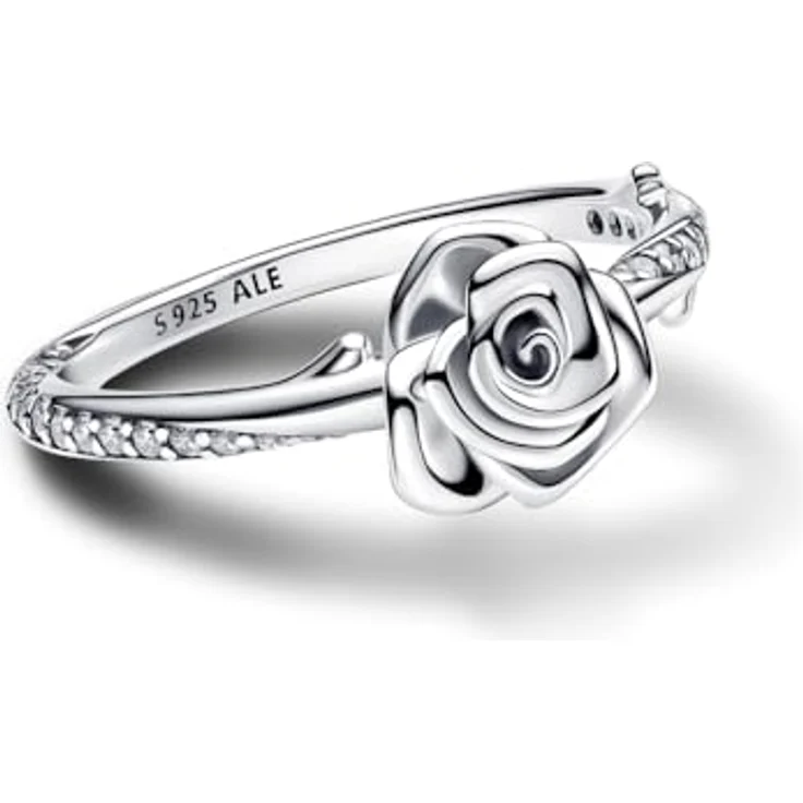 PANDORA Moments Blühende Rose Ring, Sterling Silber mit Zirkonia Steinen, Größe: 54, 193215C01-54 – Bild 3