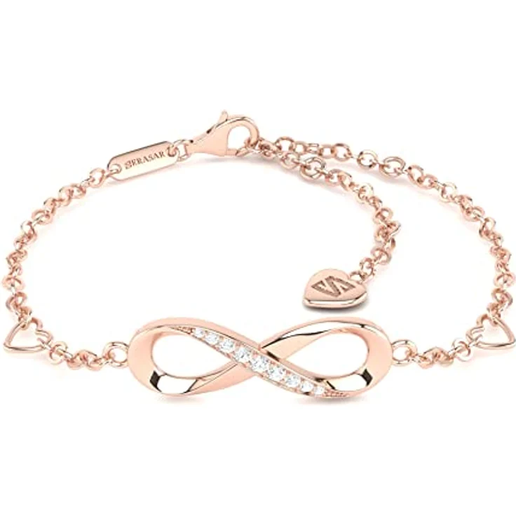SERASAR Unendlichkeitszeichen Armband Damen, 316L Chirurgenstahl, Rosegold, mit Zirkonia-Steinen, verstellbar, wasserfest, Geschenkidee für Freundin – Bild 1