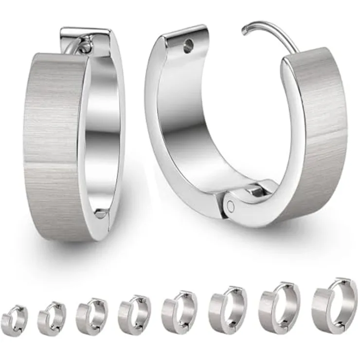 Soul-Cats Creolen Silber gebürstet aus Edelstahl – Unisex Ohrringe für Damen & Herren, schlicht & modern, Ø 20mm / 7mm breit