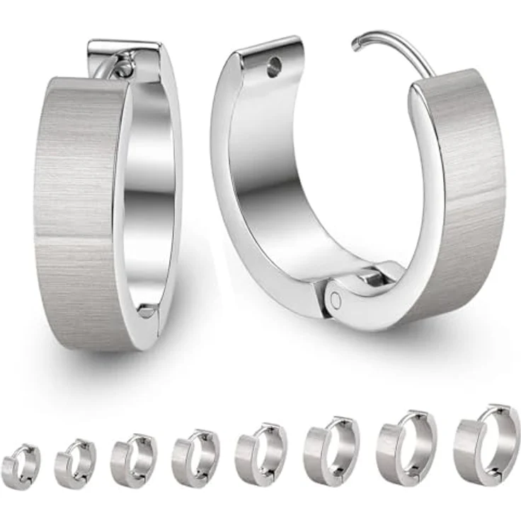 Soul-Cats Creolen Silber gebürstet aus Edelstahl – Unisex Ohrringe für Damen & Herren, schlicht & modern, Ø 20mm / 7mm breit – Bild 1