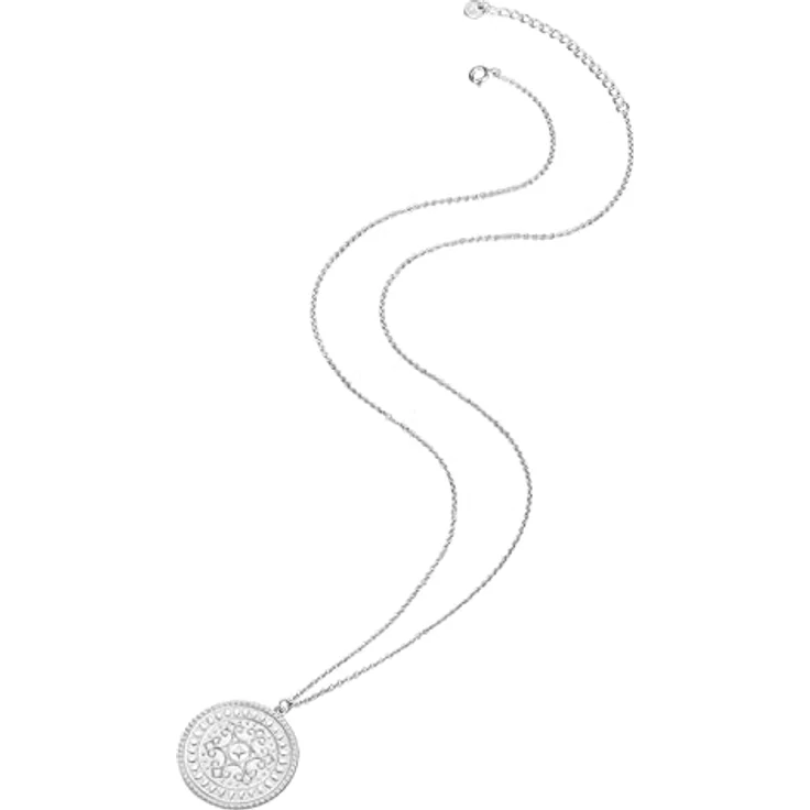 GLANZSTÜCKE MÜNCHEN Damen-Kette mit Ornament-Anhänger in Sterlingsilber 925, 45 cm lange Ankerkette mit Münz-Anhänger und arabischen Zeichen – Bild 2