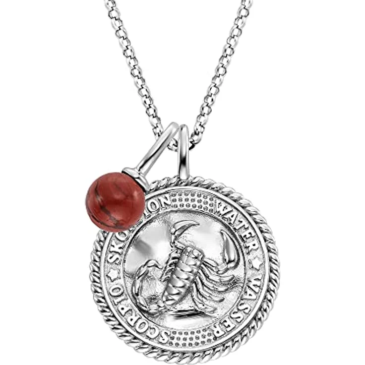 Engelsrufer Damen Halskette, Sterling Silber mit Skorpion Anhänger, 5 Zirkonia und roter Jaspis, 50cm – Bild 1