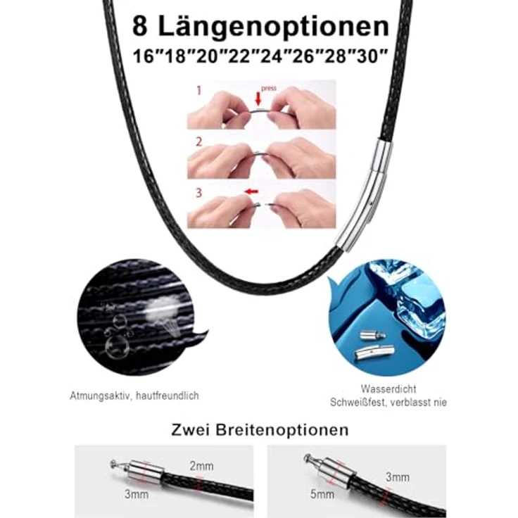 FaithHeart 2MM Lederband 40CM, Kunstleder Halskette für Anhänger in Schwarz/Braun, verstellbares Choker mit Edelstahlverschluss, ideal als Geschenk für Damen und Herren – Bild 3