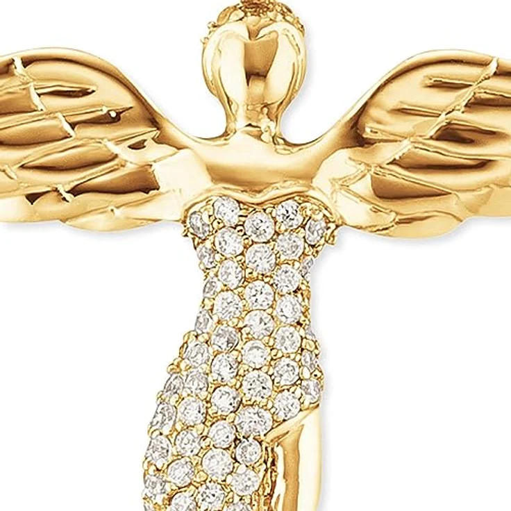 Engelsrufer Damen Engel Anhänger aus 18K vergoldetem Sterling Silber, besetzt mit 72 Zirkonia Steinen, Ösenverschluss, nickelfrei – Bild 2