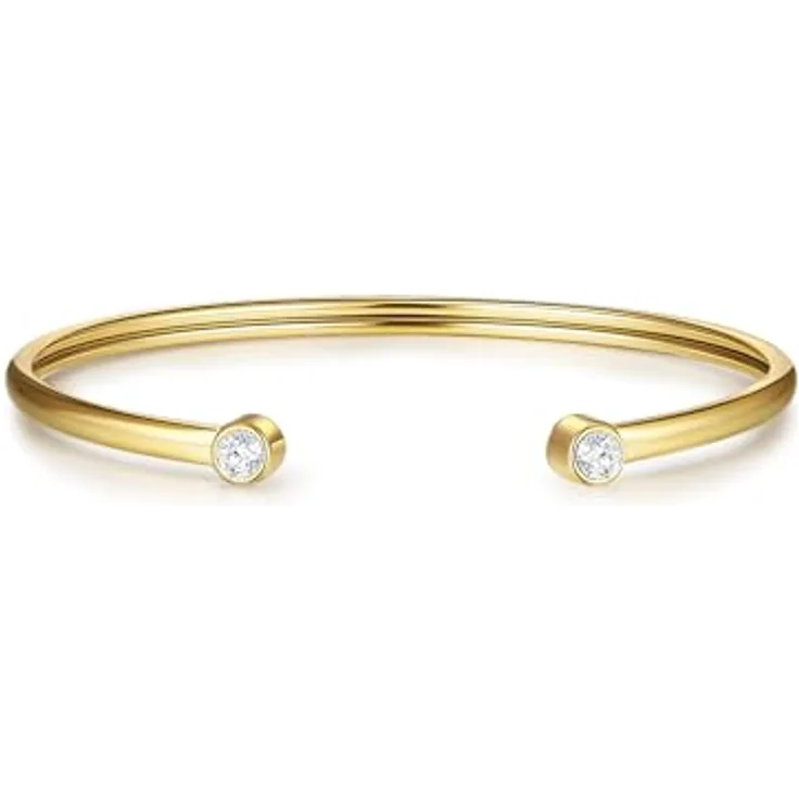Eastside Damen Armband Edelstahl gelbgold mit Zirkonia, 18 cm flexibler Armreif in Schmuckbox