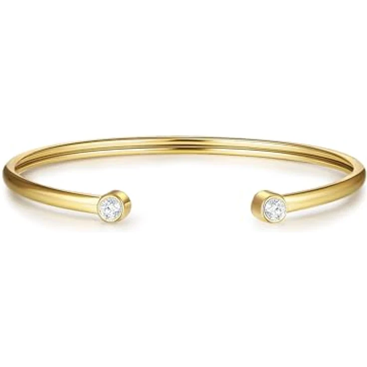 Eastside Damen Armband Edelstahl gelbgold mit Zirkonia, 18 cm flexibler Armreif in Schmuckbox – Bild 1