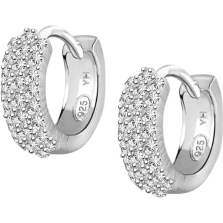 CHRIST Creolen 89080291, Ohrschmuck aus rhodinierten 925er Silber mit Zirkonia, glamourös und elegant – Bild 1