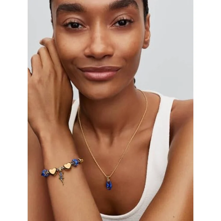 Pandora Charm-Einhänger 764624C01, Alligator, vergoldet mit Lapislazuli und grünem Kristall – Bild 5