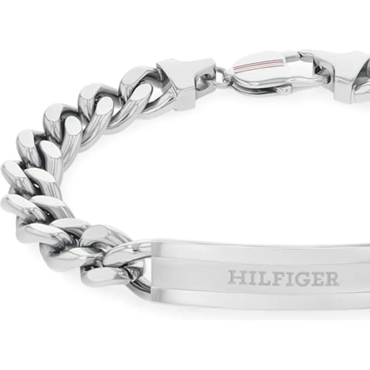 Tommy Hilfiger Jewelry Herren Gliederarmband aus Edelstahl mit gravierter Plakette und Karabinerverschluss, 190 mm – Bild 2