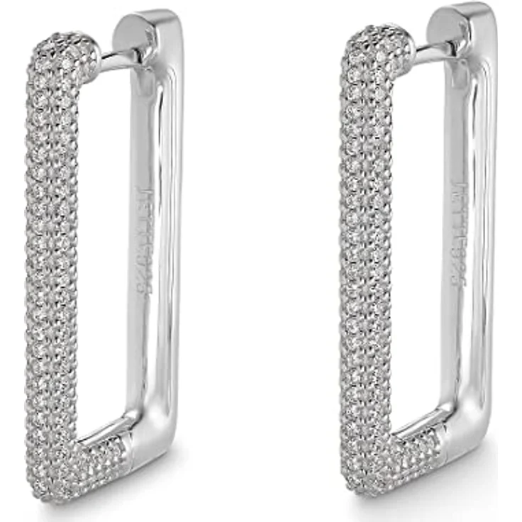 JETTE Damen-Creolen 925er Silber mit 322 Zirkonia, 3 cm Länge, Geschenkbox – Bild 1