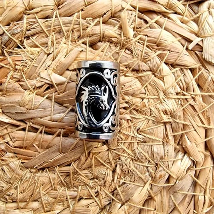 VALHALLA Wikinger Bartperle, Drachen-Design, 316L Edelstahl, einfaches An- und Ausziehen, 1 Stück – Bild 3