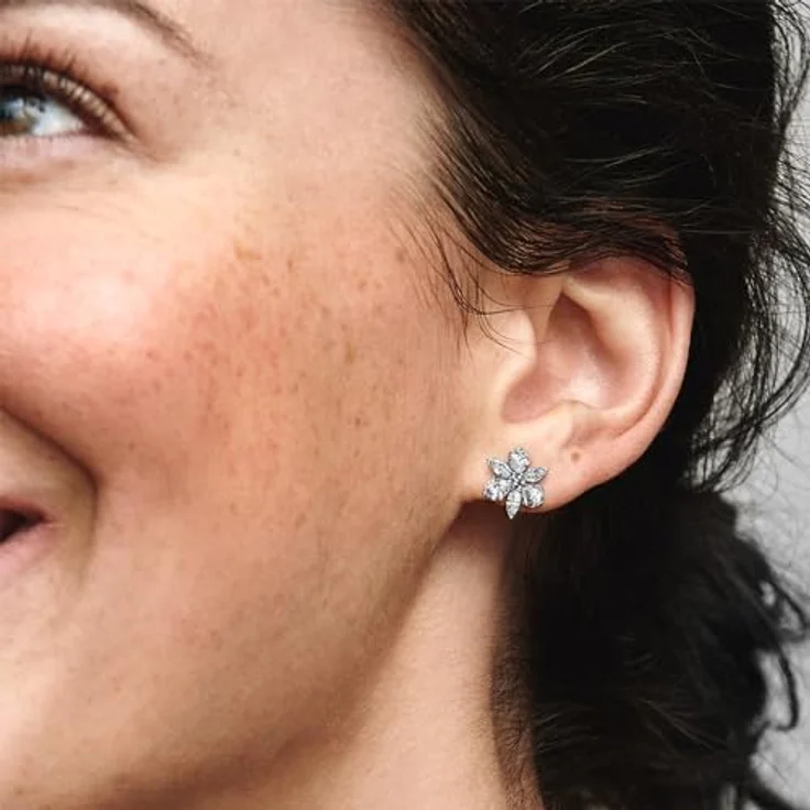 PANDORA Timeless Funkelnde Herbarium Cluster Ohrringe, Sterling Silber mit Zirkonia in Silber, inspiriert von der Natur – Bild 4