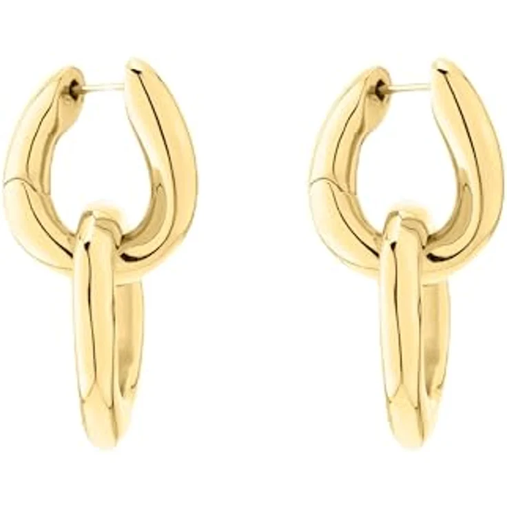 Liebeskind Ohrring LJ-1436-E-31, Creole aus Edelstahl in gold, 3,1 cm mit Scharnierverschluss – Bild 1