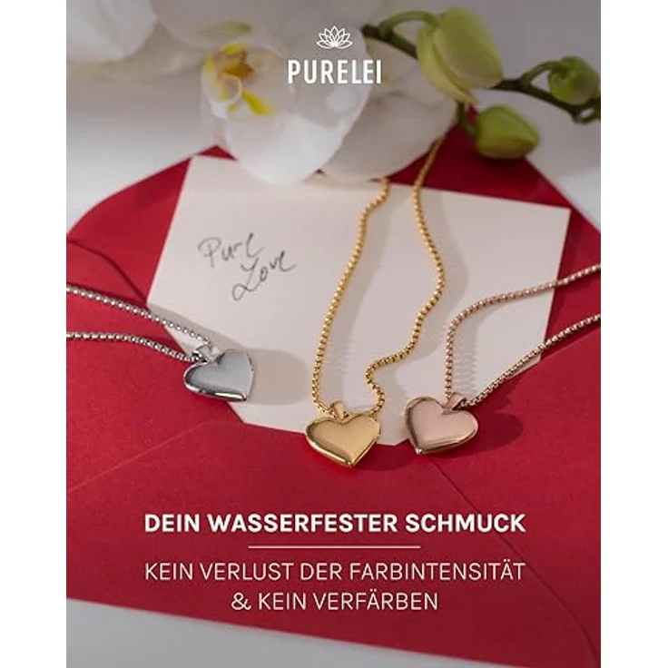 Purelei® Lovebird Kette (Silber) – Edelstahl Damen-Halskette mit Herzanhänger, wasserfest und romantisch inspiriert – Bild 5