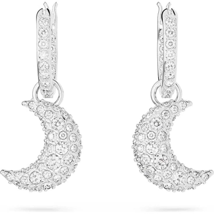Swarovski Sublima Drop-Ohrhänger, Weiße, rhodinierte Damenohrringe mit strahlenden Swarovski Kristallen, 2.5 x 1.1 cm – Bild 2