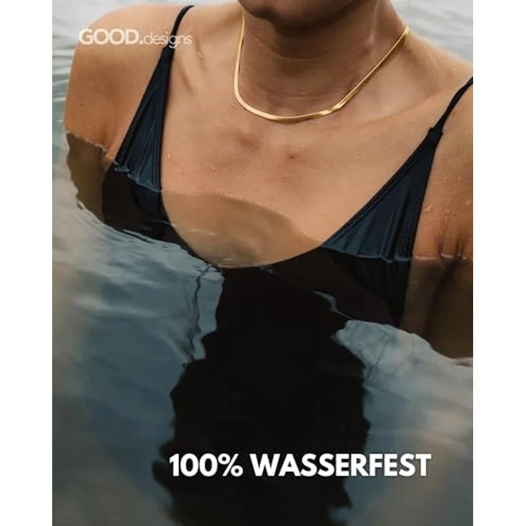 GD GOOD.designs Schlangenkette Gold, Flache Edelstahlschmuck für Damen, Wasserfest, 3mm breit, individuell verstellbar von 38 bis 45 cm – Bild 5
