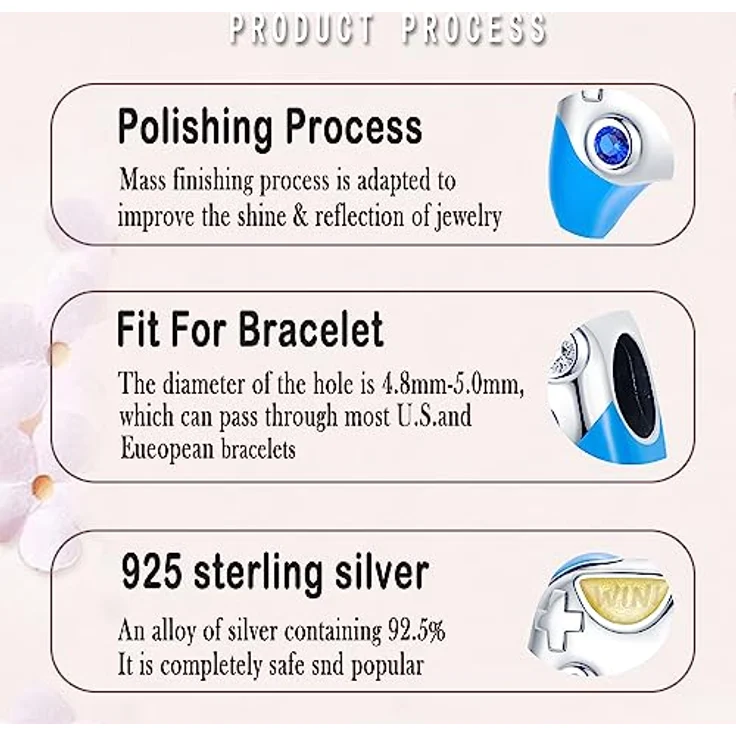 LNQOBU Silber 925 Charms Anhänger mit Spacer Beads, kompatibel mit Pandora und europäischen Armbändern, 4,5-5 mm Lochgröße – Bild 5