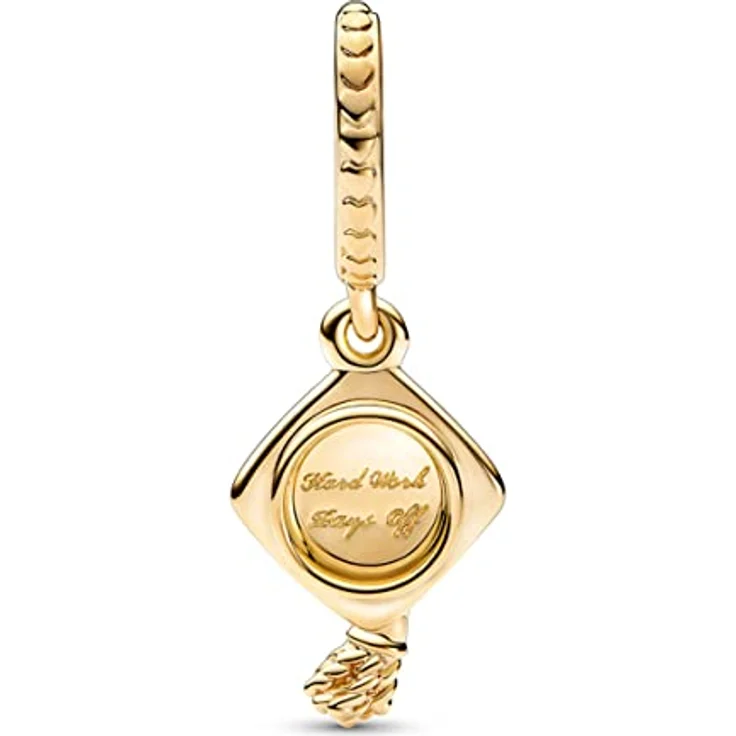 PANDORA Moments Schulabschluss-Mütze Charm-Anhänger, vergoldete Metalllegierung mit eingravierter Botschaft und Herzdesign, kompatibel mit Moments Armbändern, 761892C00 – Bild 2