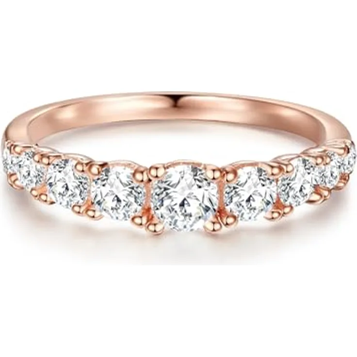 Trilani Damen-Ring Verlobungsring aus rosévergoldetem Sterling Silber mit Zirkonia in Brilliant-Schliff - Memoire-Ring für Hochzeit, 4,2 mm
