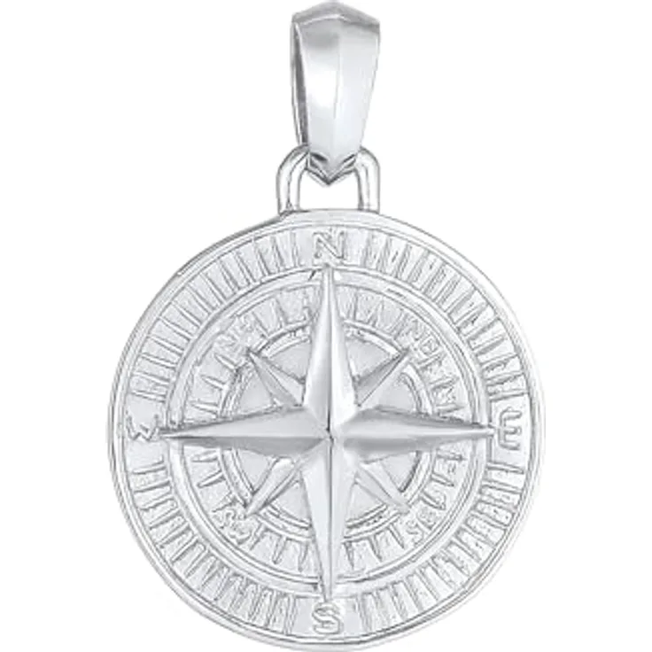 Kuzzoi Silber Anhänger Kompass 30 mm aus 925er Sterlingsilber, maritimes Windrose Design für Herren
