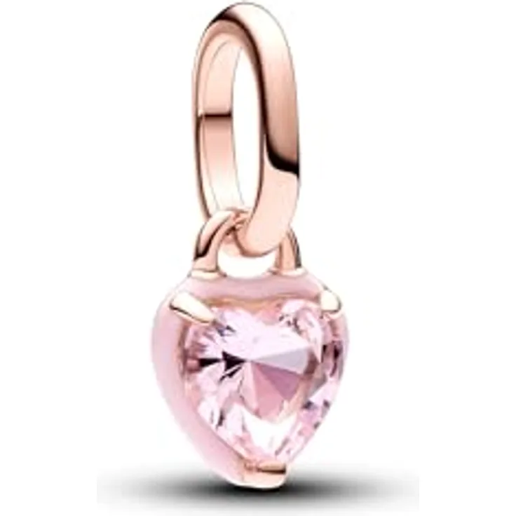 PANDORA ME Rosafarbenes Chakra-Herz Mini-Charm-Anhänger aus Sterling Silber mit 14 Karat vergoldeter Metalllegierung und Kristall, kompatibel mit ME und Moments Armbändern