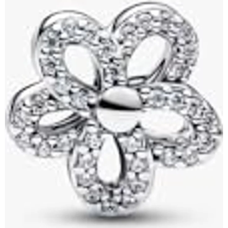 PANDORA Charm Pavé Blume, offenes Design aus 925 Sterling Silber mit Cubic Zirkonia, filigraner Blumen Anhänger, kompatibel mit Moments, 764480C01 – Bild 2