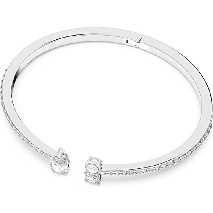 Swarovski Mesmera Armreif, Weiss, Rhodiniert, mit Kristallpavé und tropfenförmigem Element – Bild 2