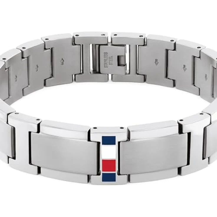 Tommy Hilfiger Jewelry Herren Gliederarmband aus Edelstahl, 19 cm, Faltverschluss mit ikonischer Flagge, urbanes Design – Bild 2