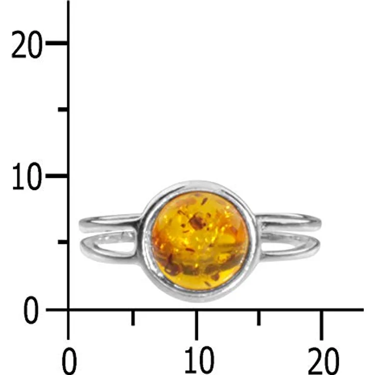 OSTSEE-SCHMUCK Ring Almut, Fingerring aus Sterlingsilber 925 mit cognacfarbenem Bernstein, 9 mm – Bild 2