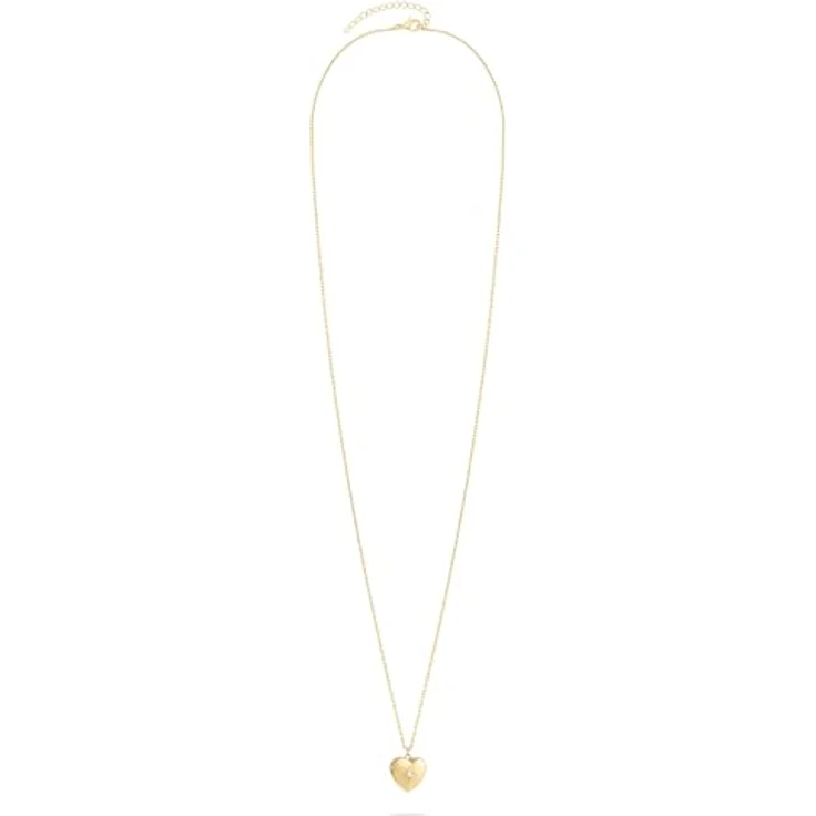 Tamaris Halskette Damen, Edelstahl Halsschmuck mit großem goldenen Herz-Amulett, wasserfest, 85 cm – Bild 2