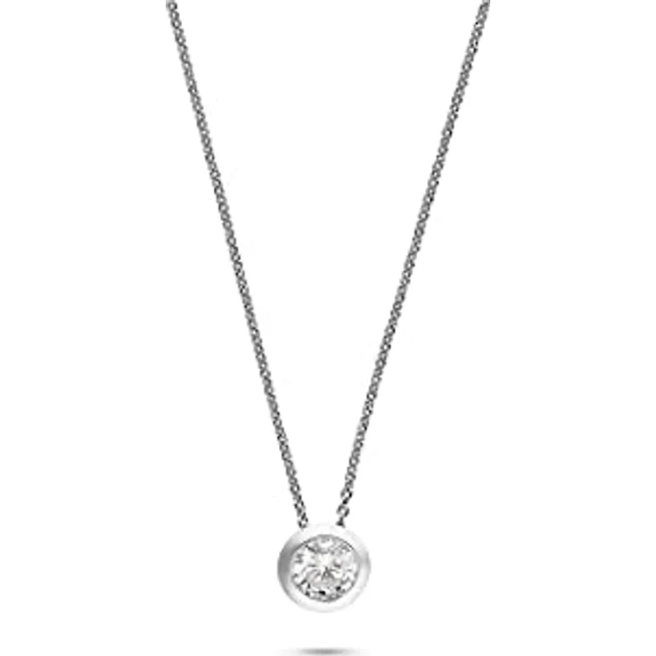 JETTE Damen-Halskette 925er Silber rhodiniert mit Zirkonia, 45 cm Länge, Silber – Bild 1