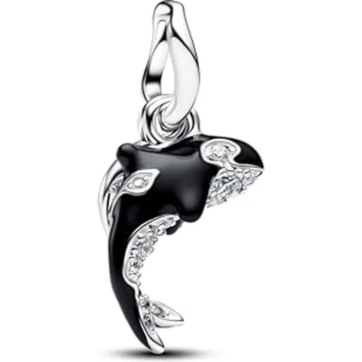 Pandora Charm-Einhänger 794683C01, Orca, Zirkonia, Emaille, Schwarz, 14,7 mm Höhe