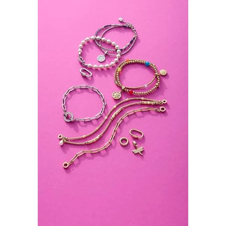 JEWELS BY LEONARDO Damen-Charm-Armband Edelstahl 017908, roségoldfarbene Ionenplattierung mit Glas- und Edelstahl-Perlen, inklusive Karabiner und Verlängerungskettchen – Bild 4