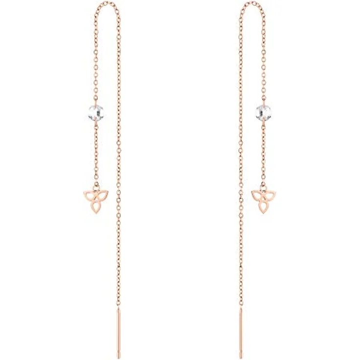Tamaris Damen Ohrring TJ-0006-E-12, Roségold Edelstahl Ohrringe mit Blütenanhänger und Zirkoniastein, 11 cm – Bild 1