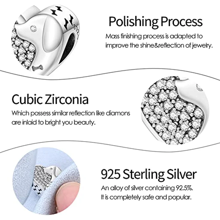 Pandach Damen Charm Anhänger, 925 Sterling Silber mit Zirkonia-Steinen, kompatibel mit europäischen Armbändern und Halsketten – Bild 4