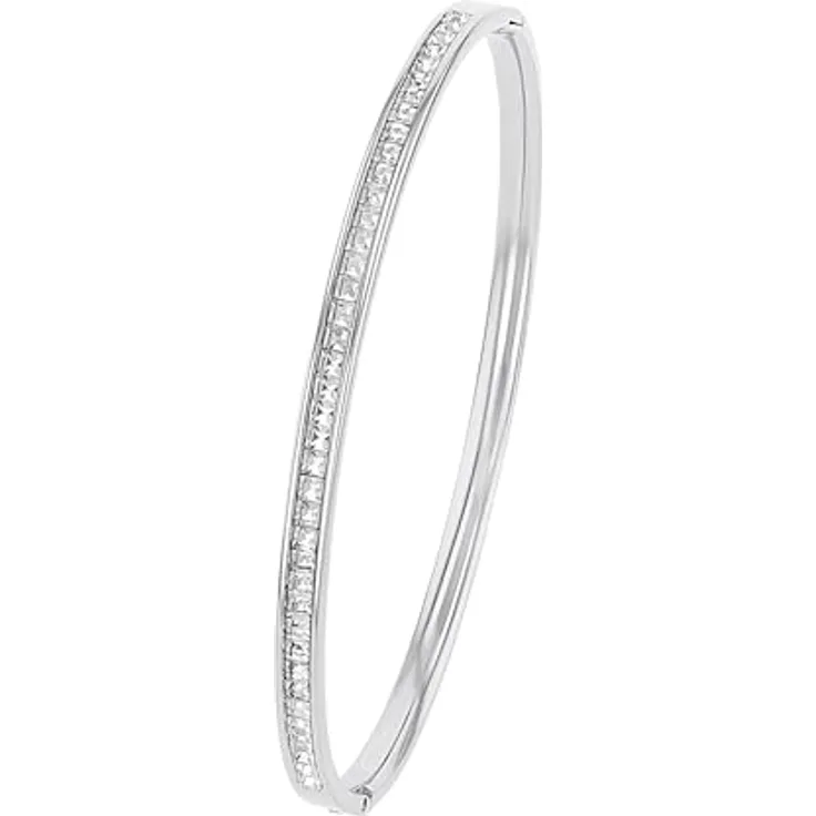 s.Oliver Damen Armreif Silber, Edelstahl mit Swarovski-Kristallen, Scharnierverschluss, inkl. Geschenkbox