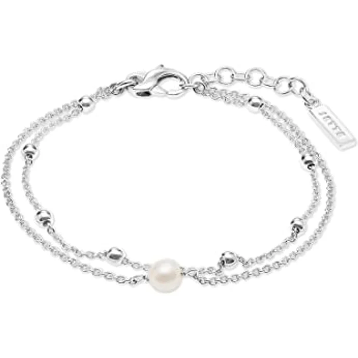 JETTE Damen-Armband 925er Silber mit Süßwasserperle, One Size (17 cm mit 3 cm Verlängerung), Silber 32021990 – Bild 1