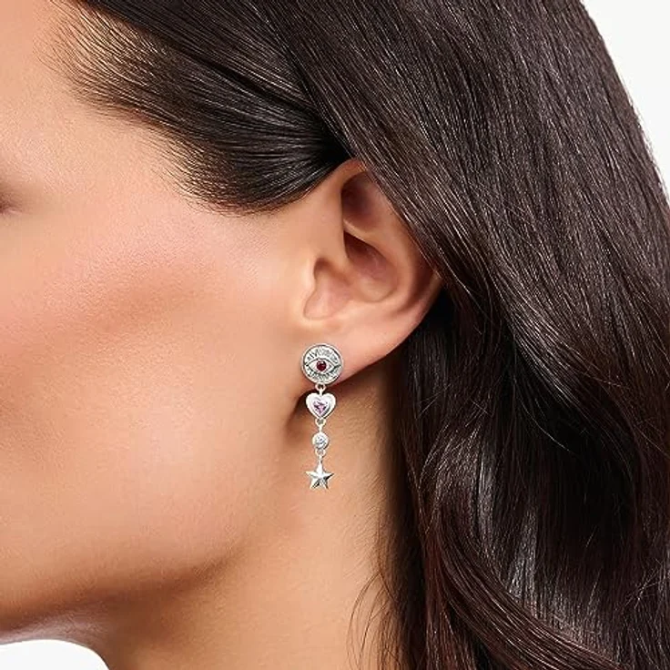 THOMAS SABO Ohrring kosmische Talismane, geschwärztes 925 Sterlingsilber mit bunten Steinen – Bild 3