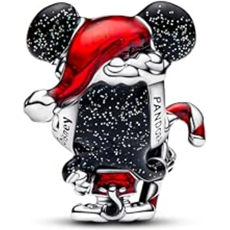 PANDORA Moments Disney Micky Maus Weihnachten Charm, Sterling-Silber mit Weihnachtsmannhut und Zuckerstange, 794217C01 – Bild 2