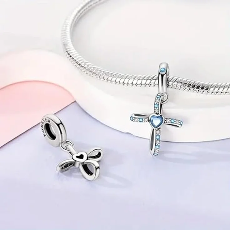 ChenYuTe 925 Sterling Silber Charms, Dangle Anhänger mit 5A-Zirkonia, kompatibel mit Pandora Europäischen Armbändern und Halskette für Frauen – Bild 3