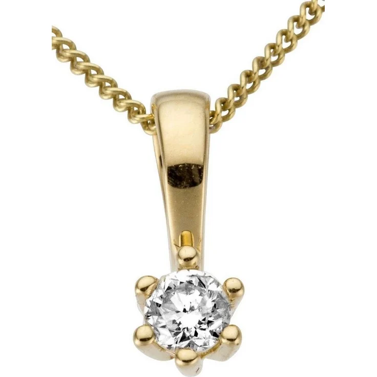 Firetti Kettenanhänger Solitär, Gold 750 mit Brillant in Krappenfassung, elegantes Schmuck Geschenk